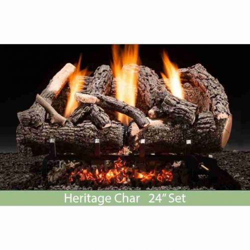 Natural Gas Fireplace Heater Log Set 18 in Split Oak Vented Realistic Emberglow 